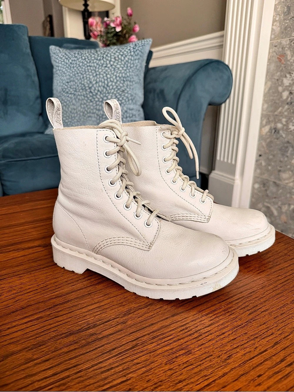 Dr. Martens 1460 Pascal Mono White Combat Boots US 6
